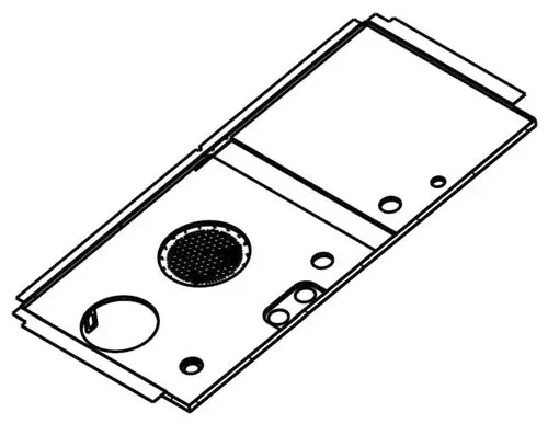 Verkleidung Deckel in gedämmter Ausführung, mit verschiedenen Öffnungen, entworfen für eine Wolf-Anlage, zur Montage an einem technischen Gerät.